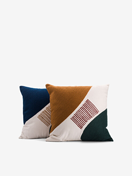 CUSHION EMBROIDERED TWO-TONE NAVY 45x45 -  Marine , Home design Bensimon