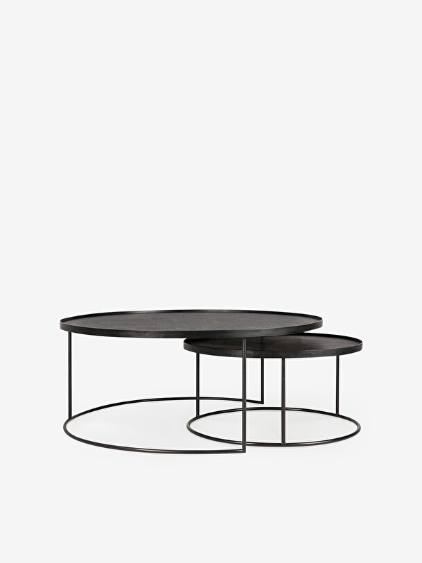 SET OF COFFEE TABLES WITH TRAYS - Black , Home design Bensimon
