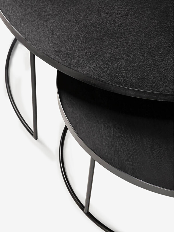 SET OF COFFEE TABLES WITH TRAYS - Black , Home design Bensimon