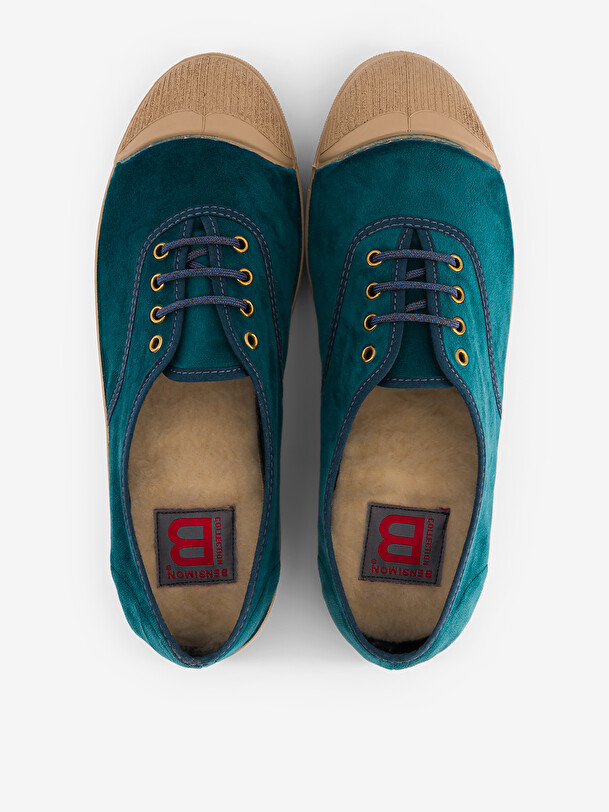 SOFT VELVET WOMEN'S TENNIS LACE - Blue oil , Tennis & Shoes Bensimon