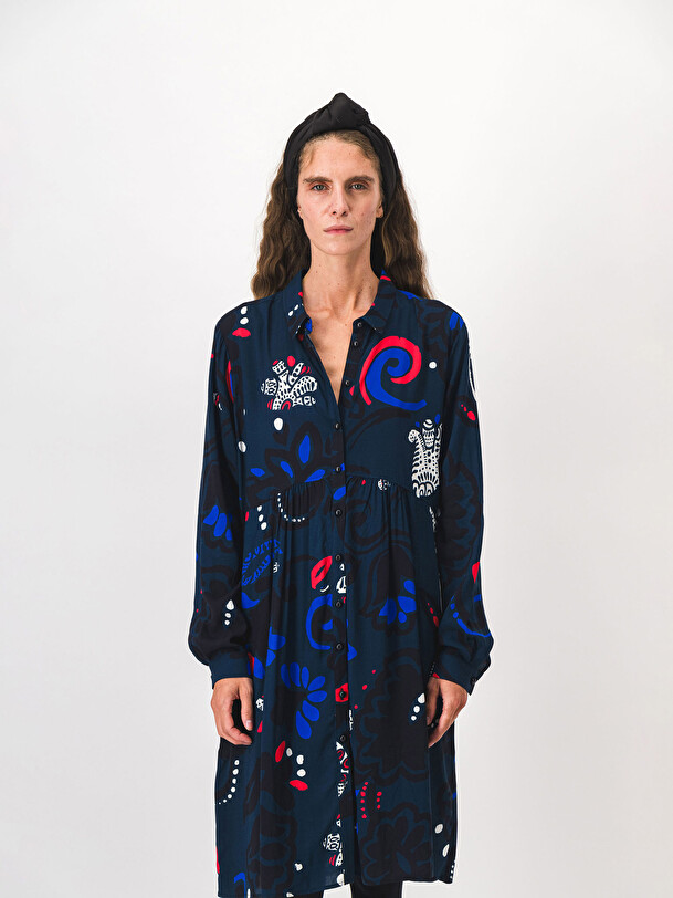 JAYA DRESS -  Imprime bleu , Ready-to-wear Bensimon