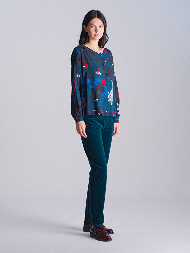 JOANIE BLOUSE -  Imprime bleu , Ready-to-wear Bensimon