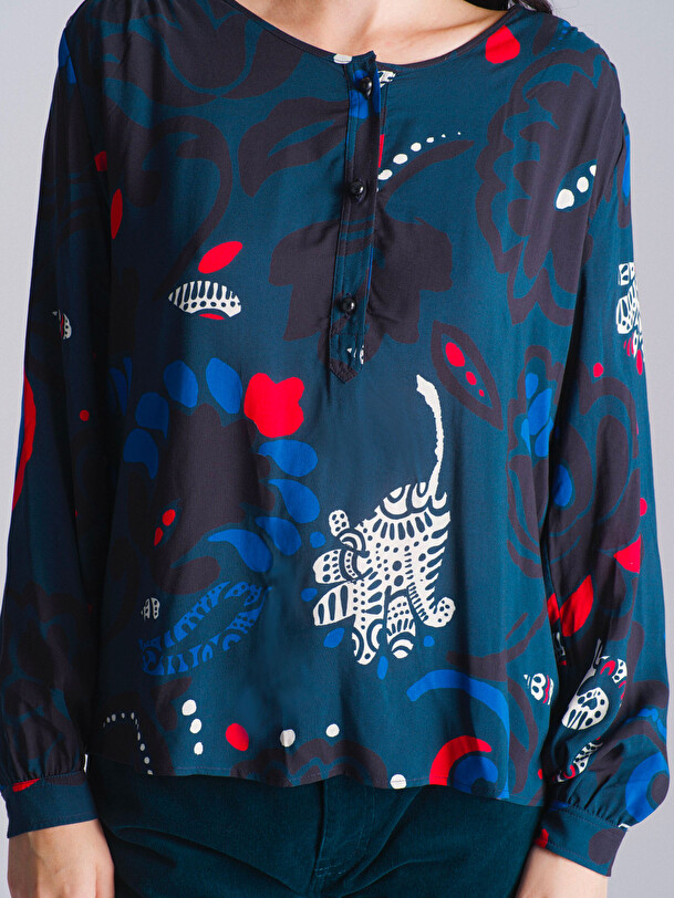 JOANIE BLOUSE -  Imprime bleu , Ready-to-wear Bensimon