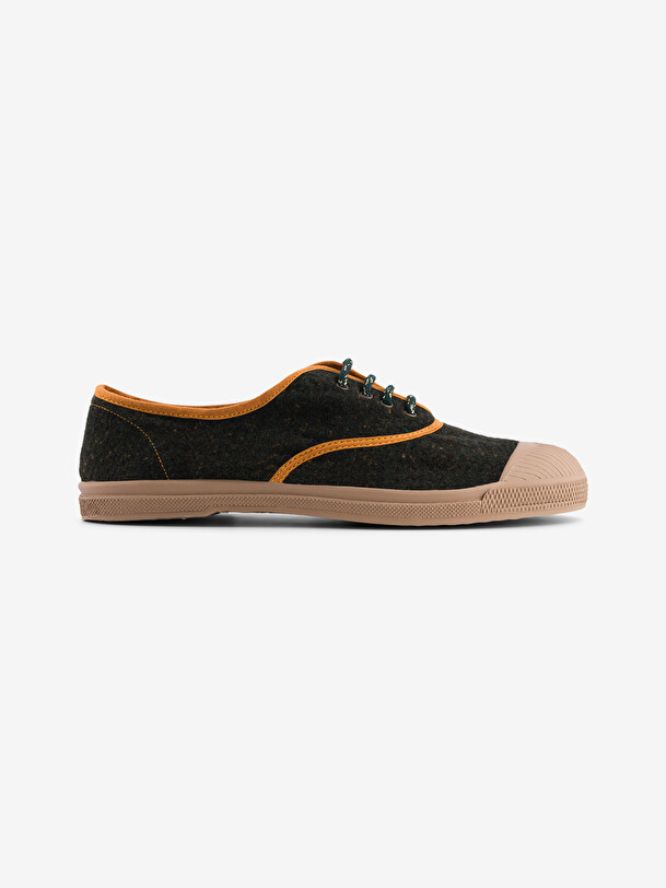 BRAUSHED FLANNEL WOMAN LACE UP TENNIS - Military , Tennis & Shoes Bensimon