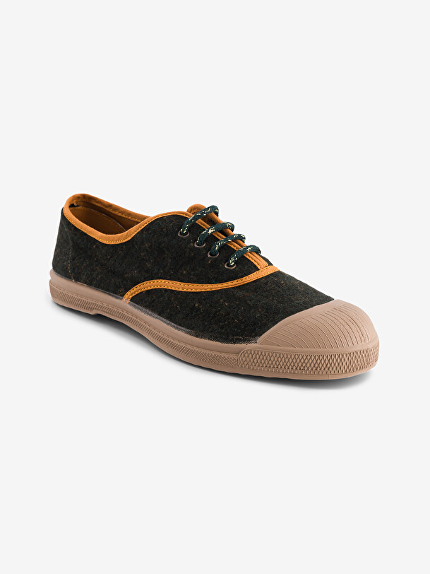 BRAUSHED FLANNEL WOMAN LACE UP TENNIS - Military , Tennis & Shoes Bensimon