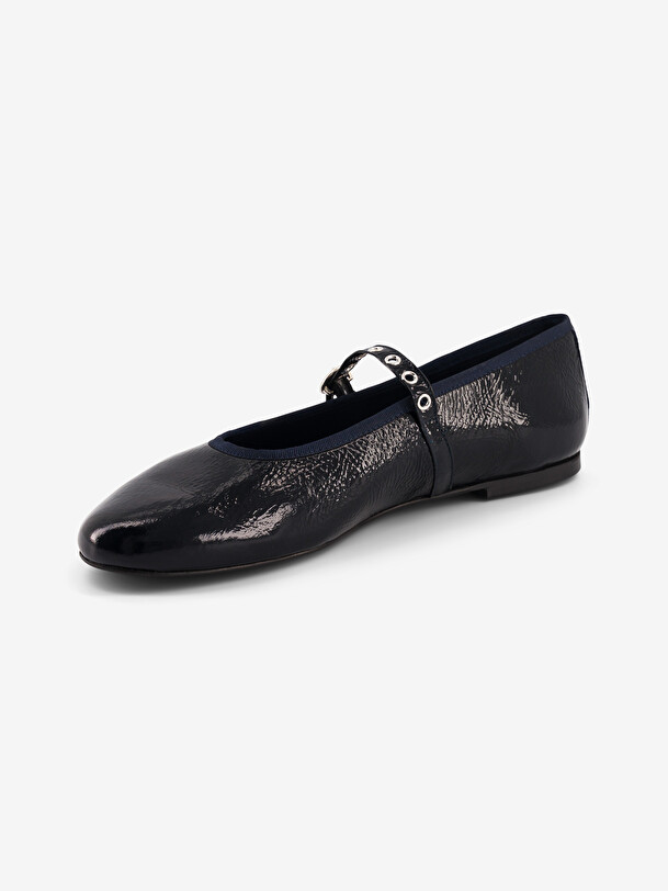 CRINKLED PATENT LEATHER LOAFERS - Ocean , Ready-to-wear Bensimon