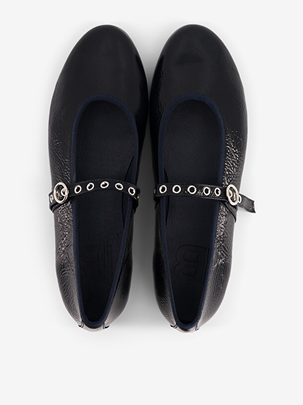 CRINKLED PATENT LEATHER LOAFERS - Ocean , Ready-to-wear Bensimon