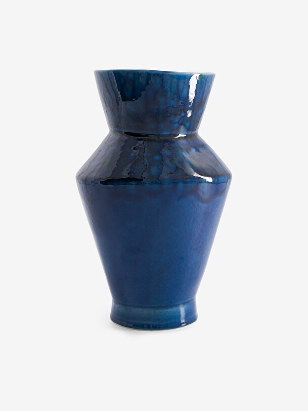 SMALL VASE BLUE WITH EFFECT 15x25 cm - Blue , Home design Bensimon
