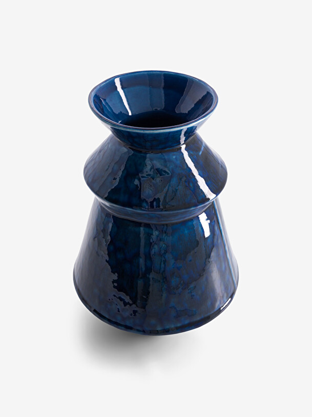 VASE MEDIUM BLUE EFFECT 19x29.5 cm -  Blue , Home design Bensimon