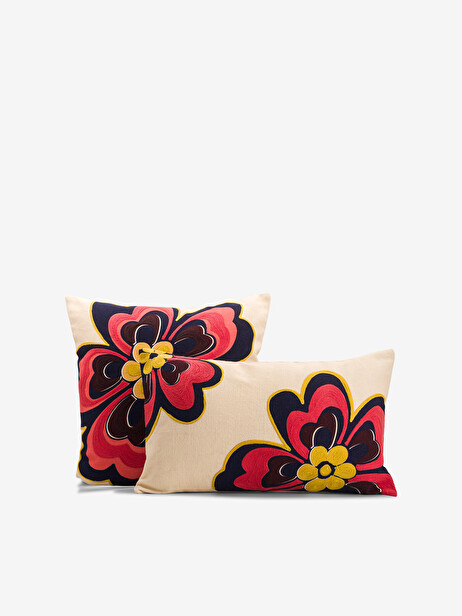 CUSHION FLOWER 30x50 ECRU -  Ecru , Home design Bensimon