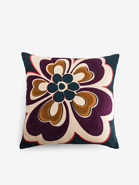 CUSHION FLOWER 45x45 PETROLEUM -  Blue oil , Home design Bensimon