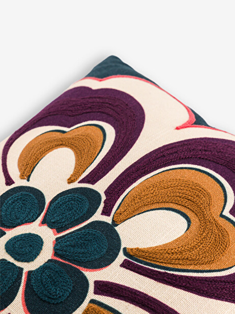 CUSHION FLOWER 45x45 PETROLEUM -  Blue oil , Home design Bensimon