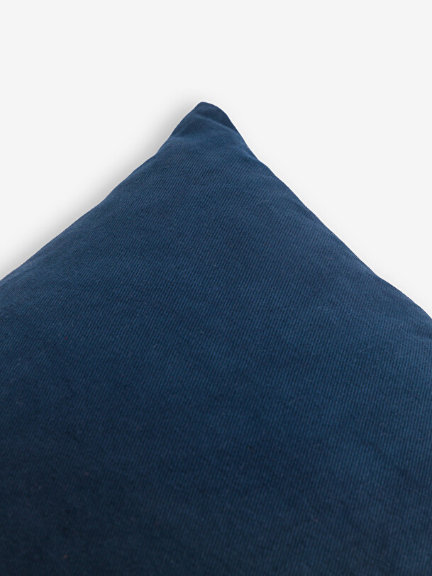 PLAIN CUSHION COTTON FLAME PETROLE 45x45 - Blue oil , Home design Bensimon