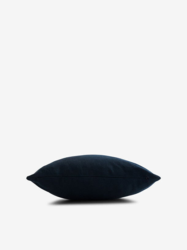 PLAIN CUSHION COTTON FLAME PETROLE 45x45 - Blue oil , Home design Bensimon