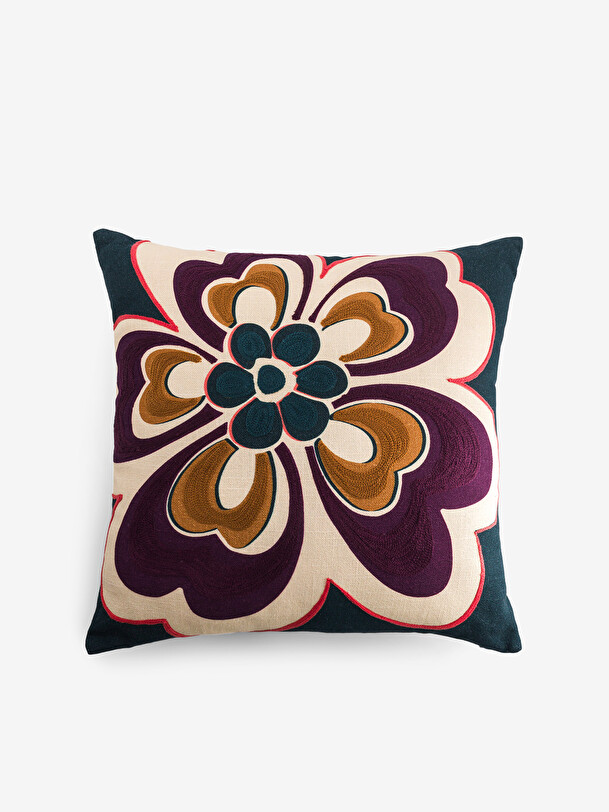 CUSHION FLOWER 45x45 PETROLEUM - Blue oil , Home design Bensimon