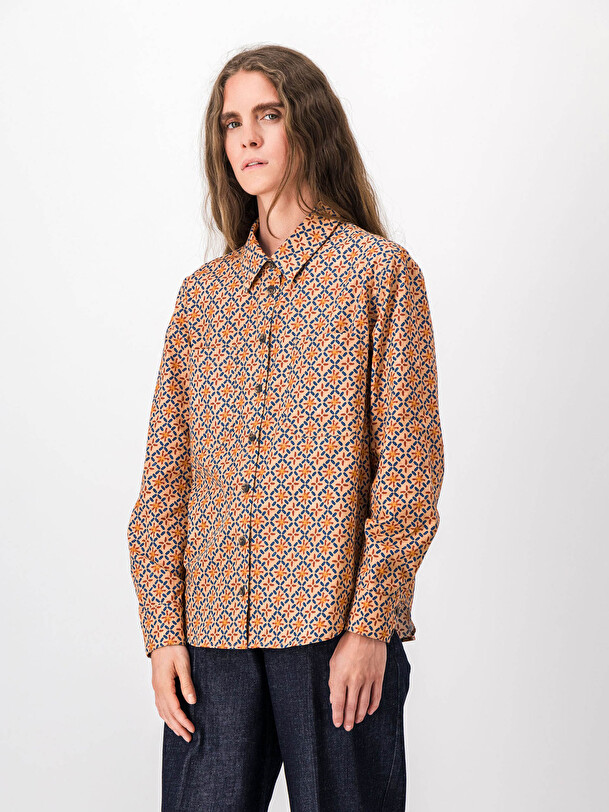 HILARION BLOUSE -  Ochre print , Ready-to-wear Bensimon