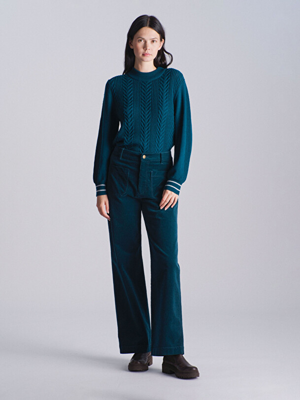 BLULON TROUSERS -  Blue oil , Ready-to-wear Bensimon