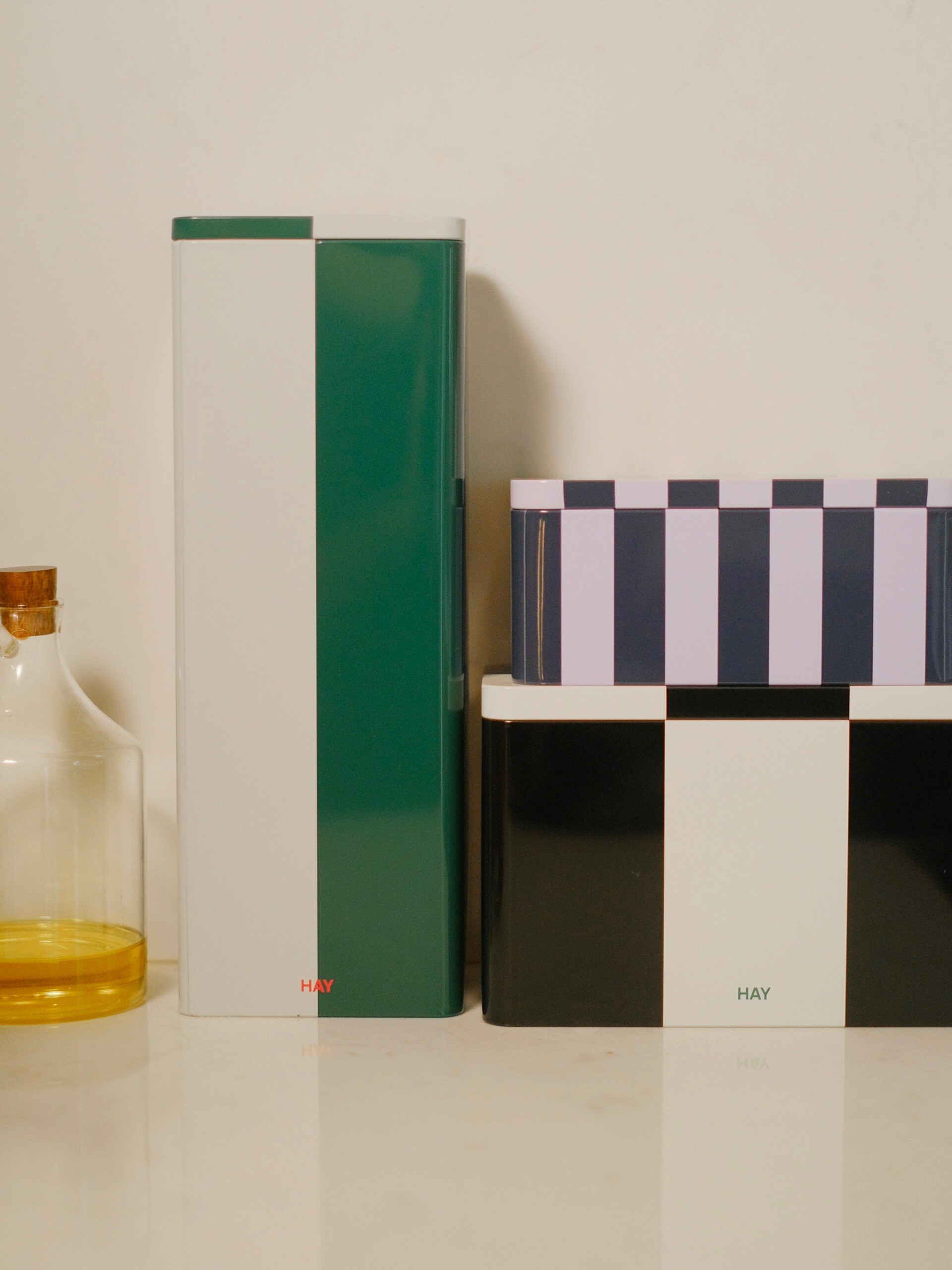 METAL BOX SLIM WHITE AND GREEN - Multicolored , Home design Bensimon
