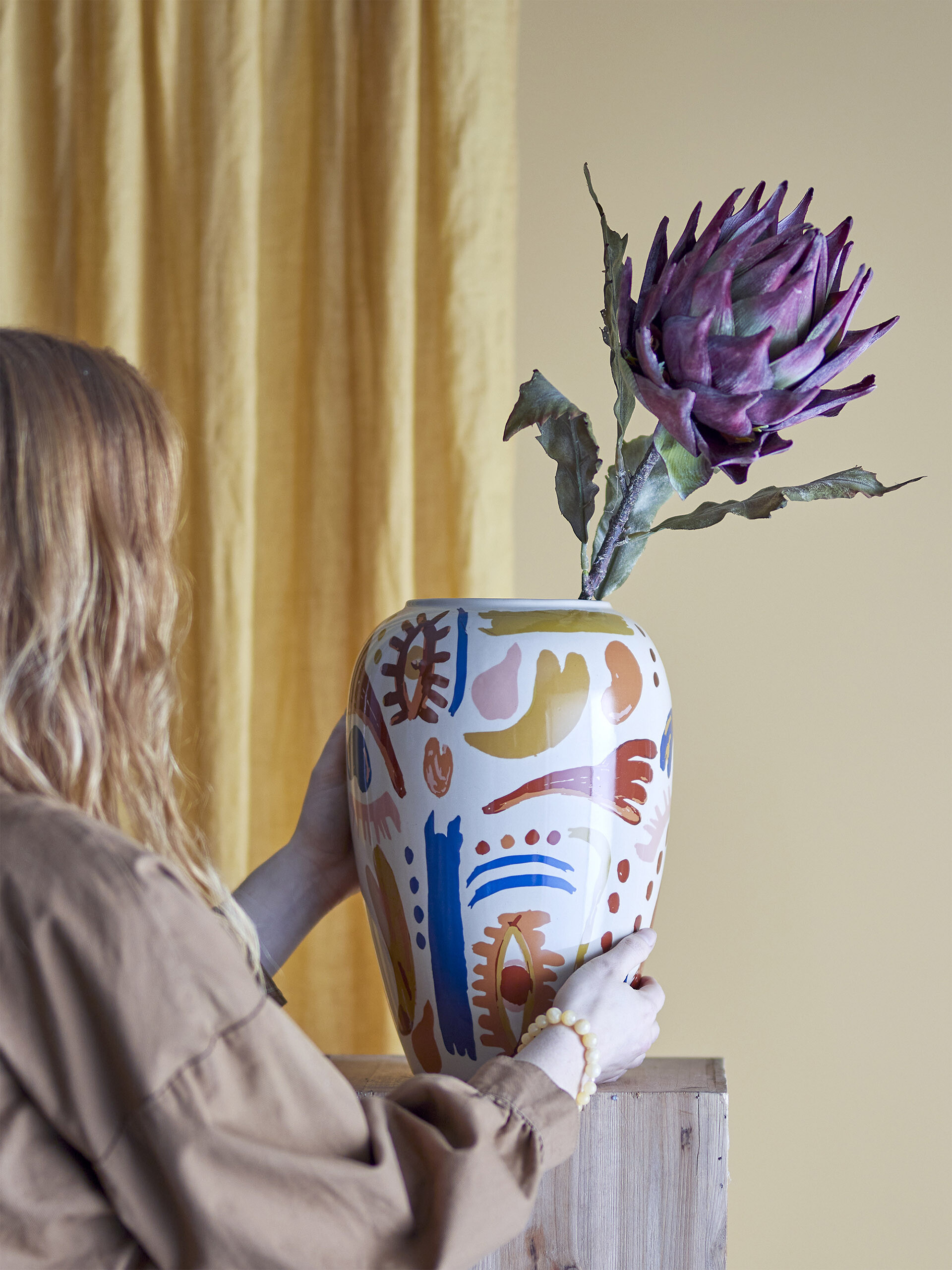 VASE HORUS STONEWARE -  Blue , Home design Bensimon