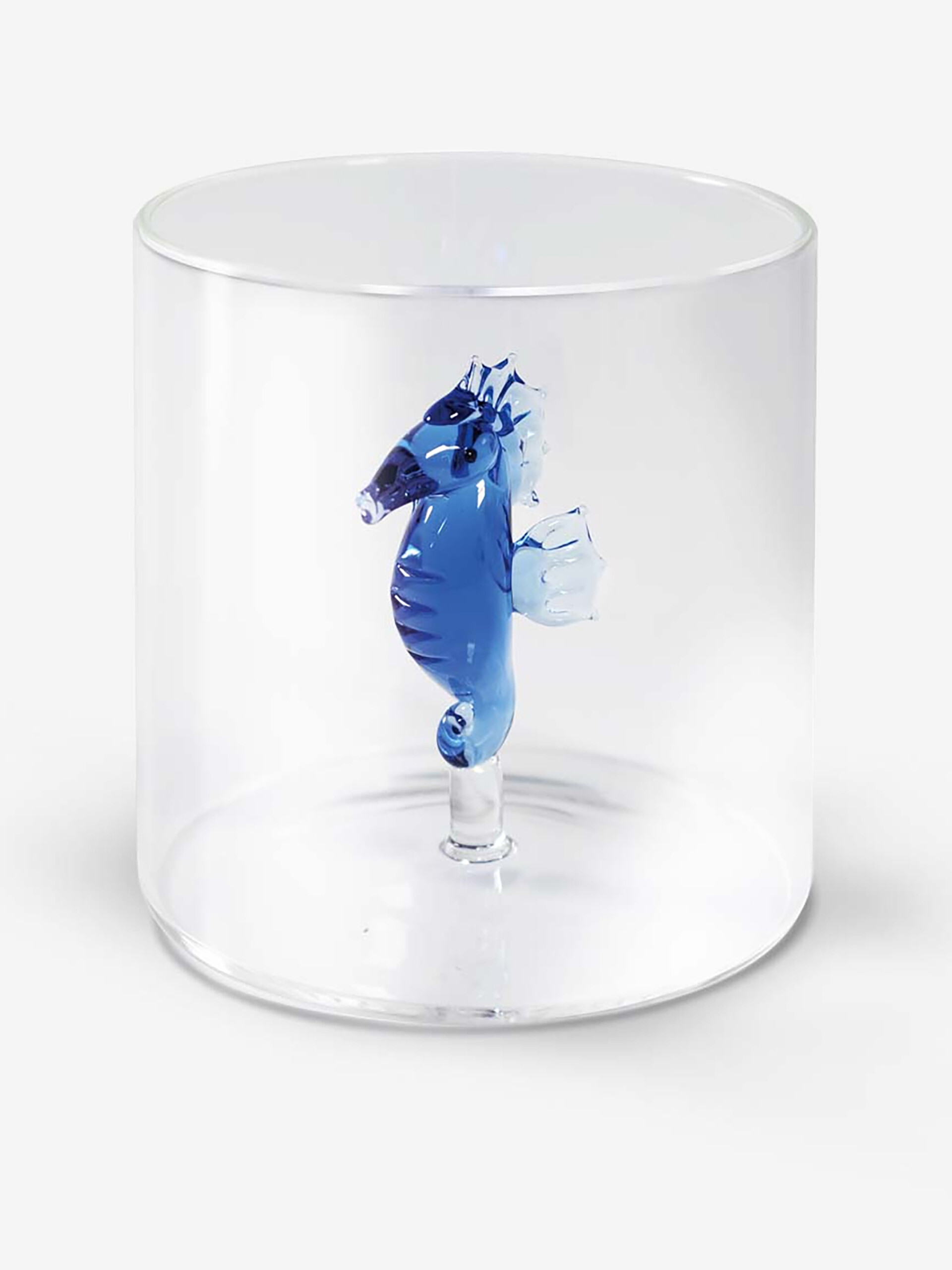GLASS FIGURINE SEAHORSE -  Blue , Home design Bensimon