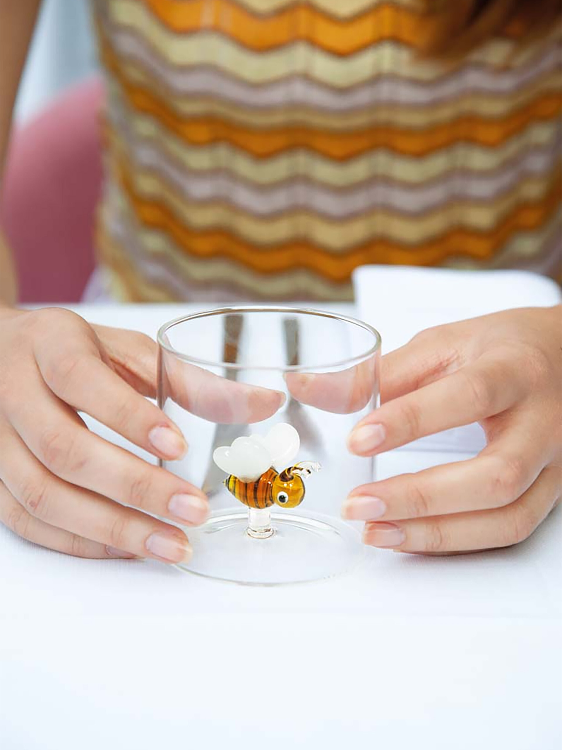 GLASS FIGURINE BEE -  Orange , Home design Bensimon