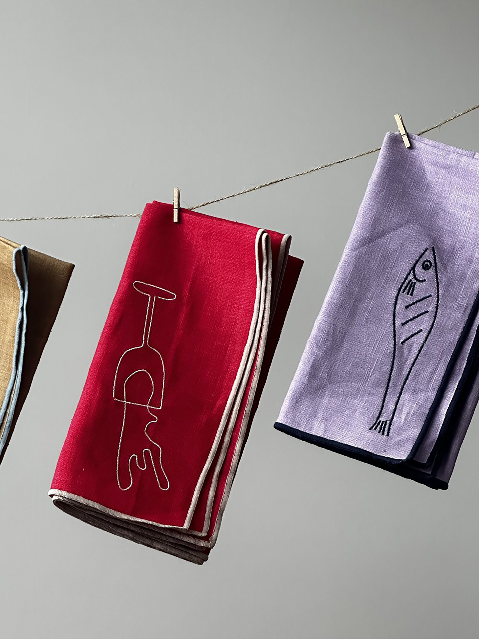 SET OF 2 FISH NAPKINS - P urple , Home design Bensimon