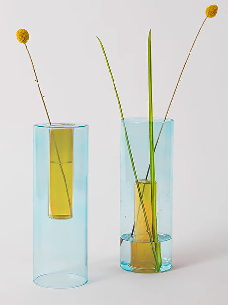 VASE REVERSIBLE BLUE/YELLOW M -  Orange , Home design Bensimon