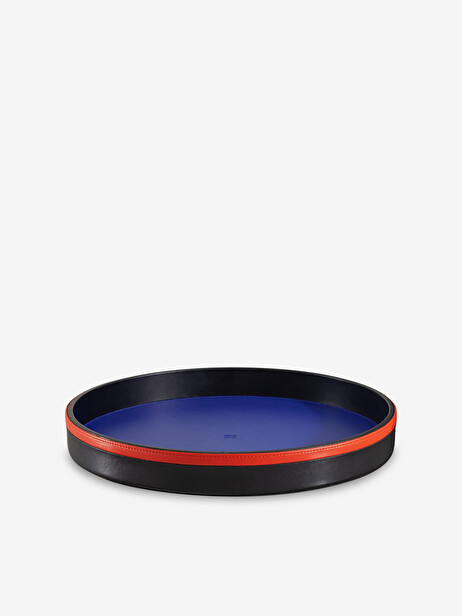 LEATHER TRAY DIA 32CM HTR 3.8CM -  Marine , Home design Bensimon