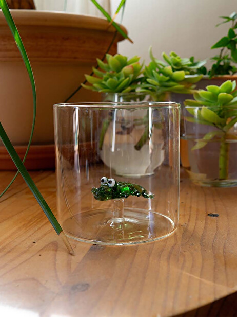 GLASS FIGURINE ALLIGATOR -  Green , Home design Bensimon