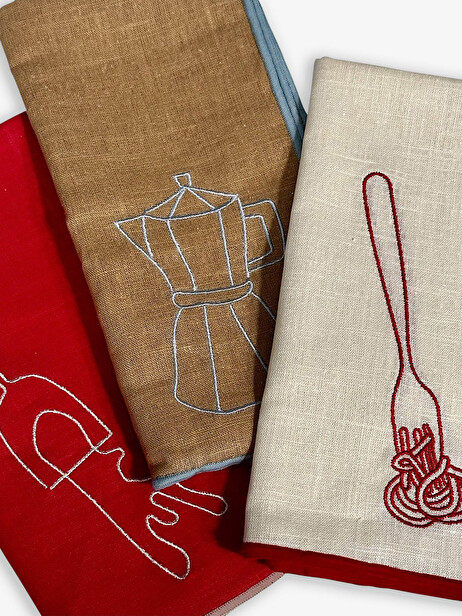 LOT DE 2 SERVIETTES CAFE - THE ECLECTIC LIFESTYLE -  Beige , Home design Bensimon