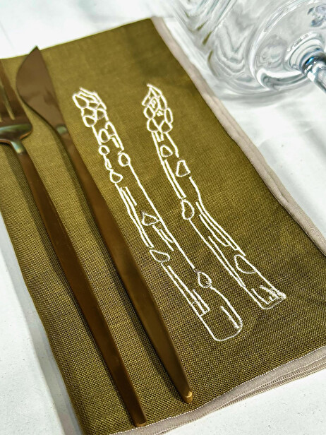 SET OF 2 ASPARAGUS NAPKINS -  Khaki , Home design Bensimon