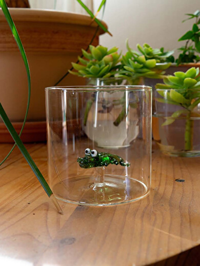 GLASS FIGURINE ALLIGATOR -  Green , Home design Bensimon