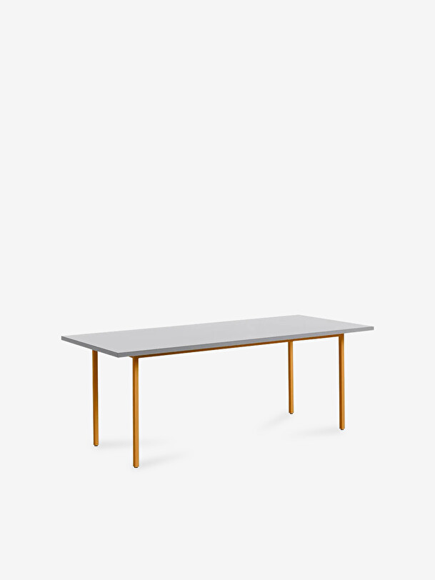 GREY TWO-TONE TABLE OCHRE FOOT 200x90 - Ocher , Home design Bensimon