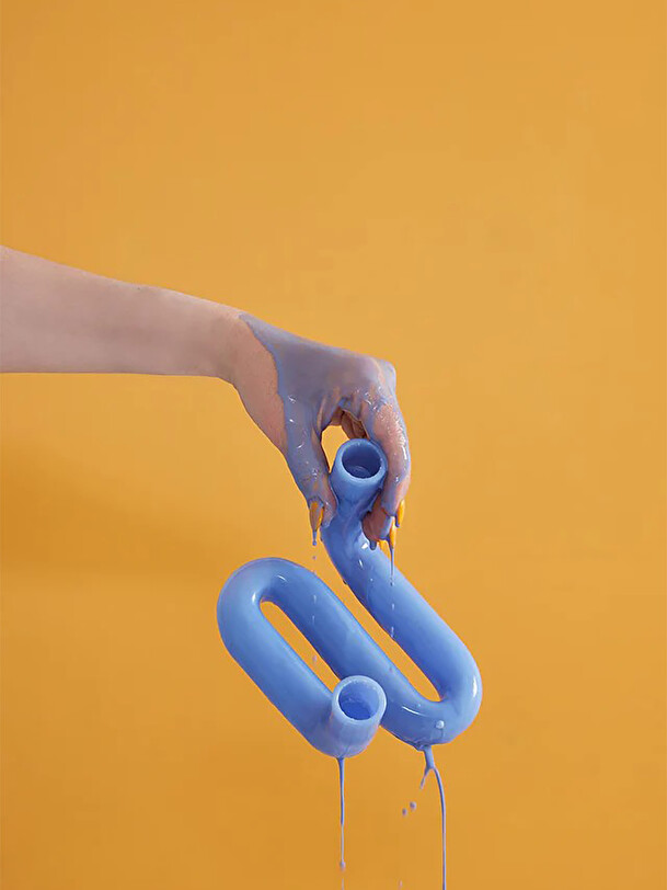WAVE CANDLE HOLDER -  Blue , Home design Bensimon