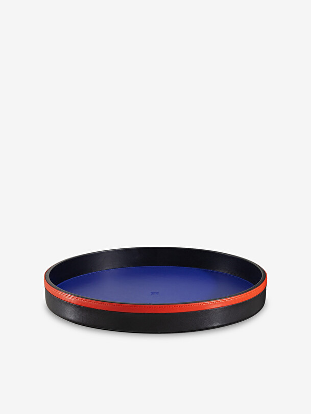 LEATHER TRAY DIA 32CM HTR 3.8CM - Marine , Home design Bensimon