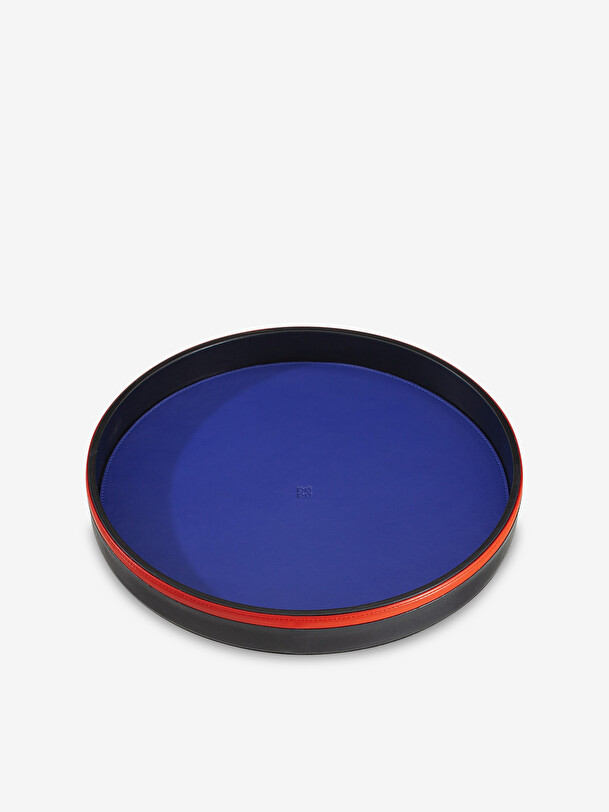 LEATHER TRAY DIA 32CM HTR 3.8CM - Marine , Home design Bensimon