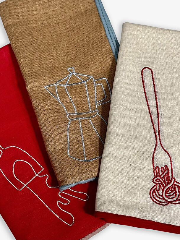 LOT DE 2 SERVIETTES CAFE - THE ECLECTIC LIFESTYLE -  Beige , Home design Bensimon