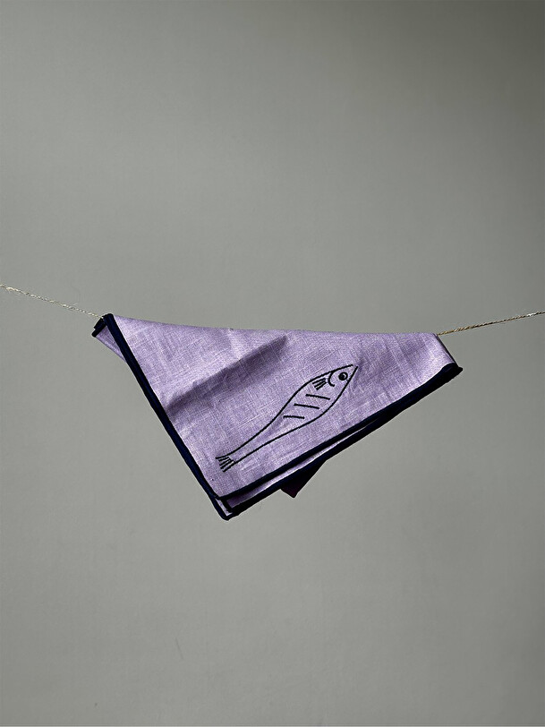 SET OF 2 FISH NAPKINS - P urple , Home design Bensimon