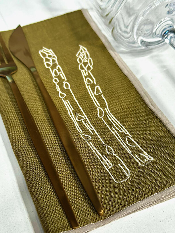 SET OF 2 ASPARAGUS NAPKINS - Khaki , Home design Bensimon