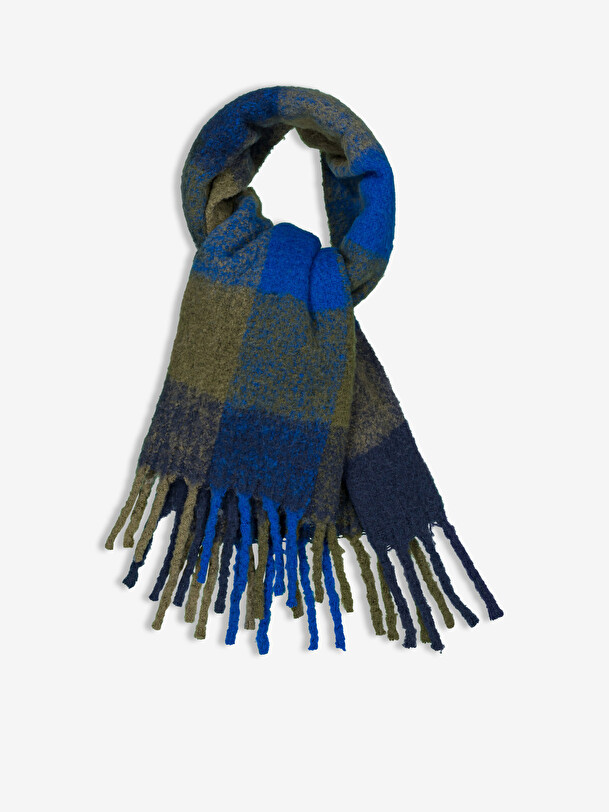 CHECK SCARF -  Navy / kaki , Ready-to-wear Bensimon