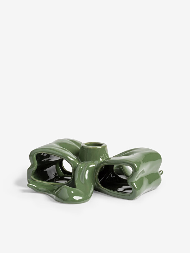 ORGANIC SLIM YELLOW CANDLE HOLDER 10X8 - Green , Home design Bensimon