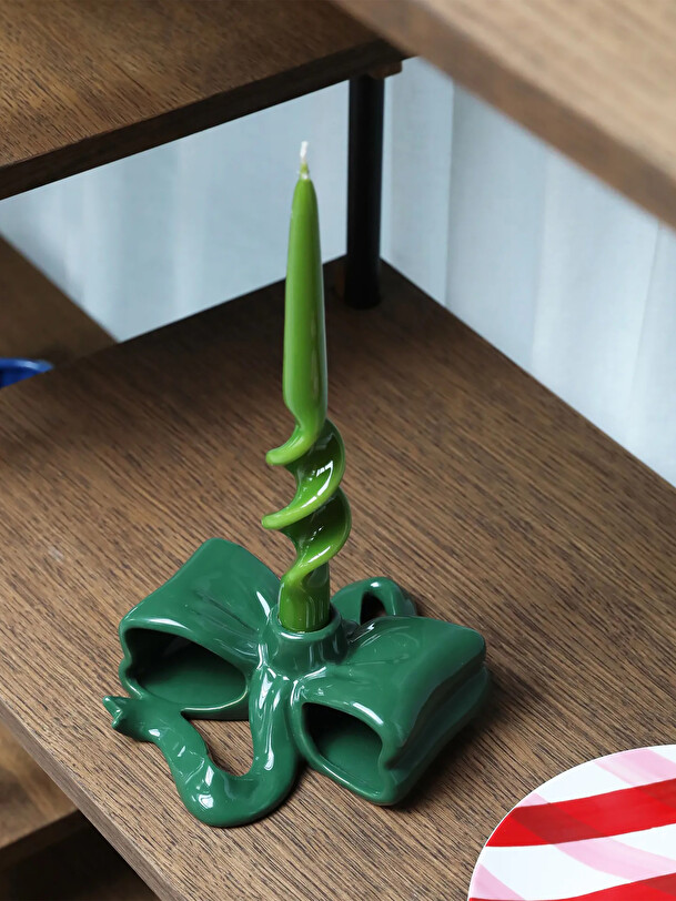 ORGANIC SLIM YELLOW CANDLE HOLDER 10X8 - Green , Home design Bensimon
