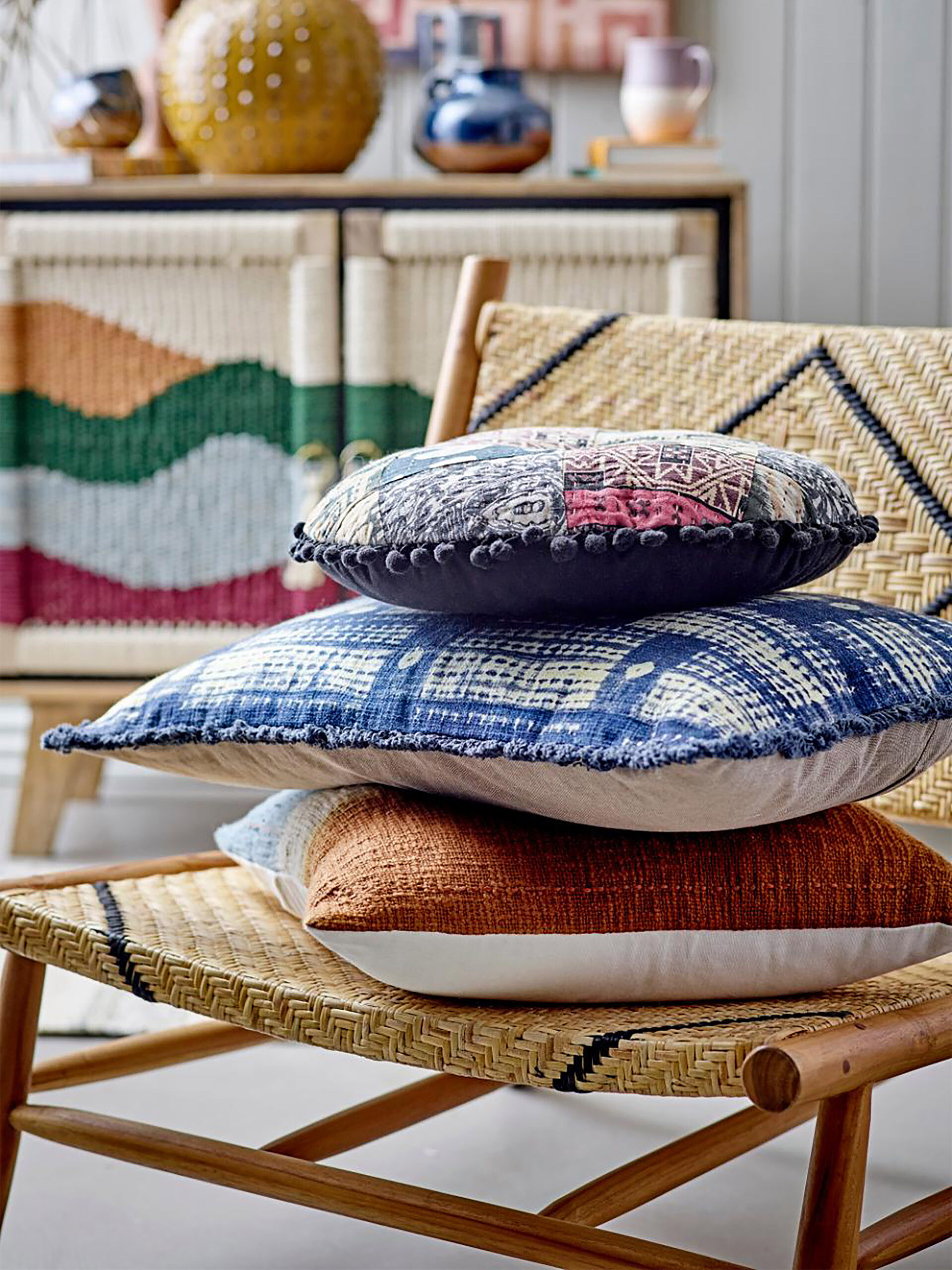 CUSHION DEGRADED BLUE RUSTY 45X45 -  Multicolored , Home design Bensimon