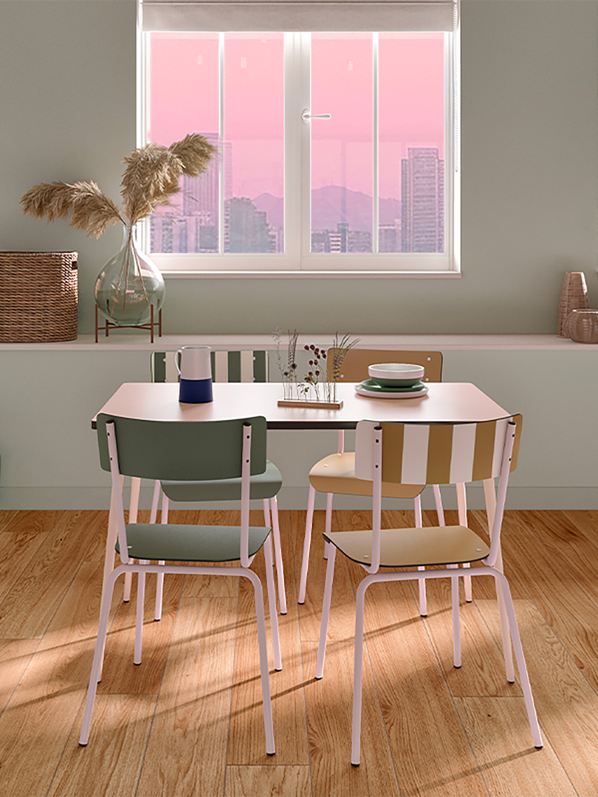SUZIE KHAKI STRIPED CHAIR -  Khaki , Home design Bensimon