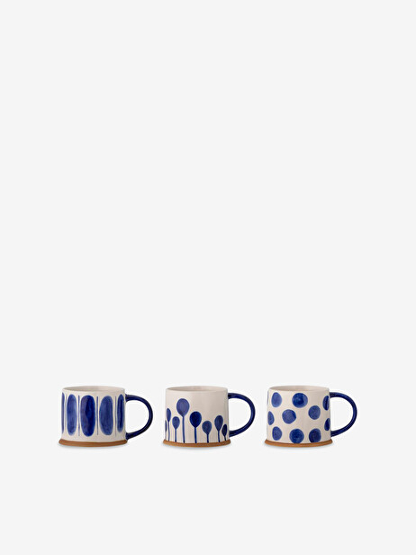 SET OF 3 LINORA BLUE CUPS -  Blue , Home design Bensimon