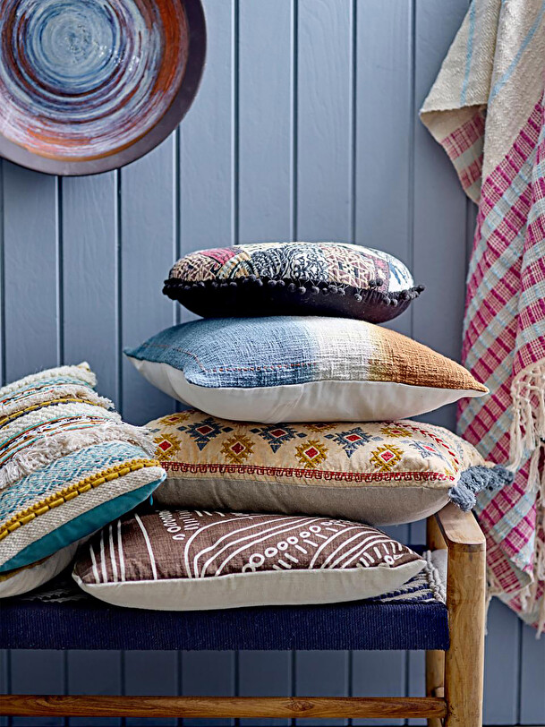CUSHION DEGRADED BLUE RUSTY 45X45 -  Multicolored , Home design Bensimon