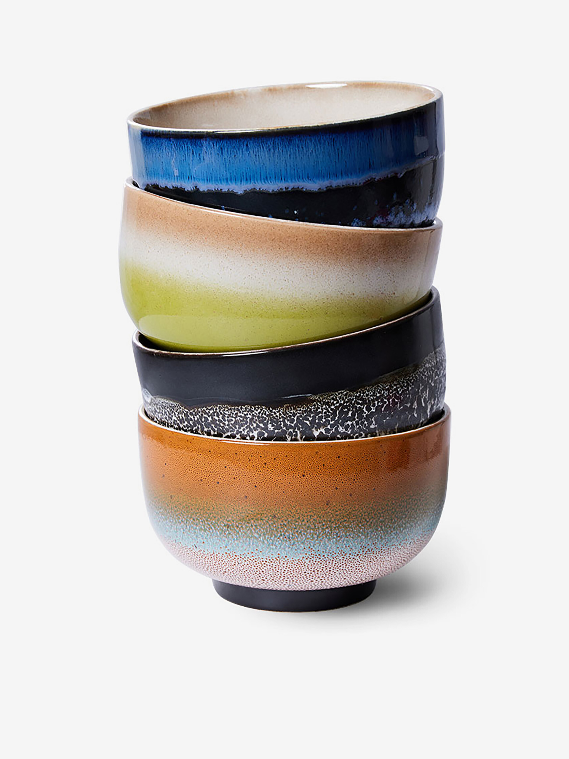 SET OF 4 BOWLS NOODLES GROOVY 70S -  Multicolored , Home design Bensimon