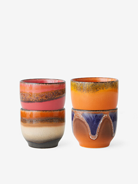 SET OF 4 COFFEE CUPS -  Multicolored , Home design Bensimon