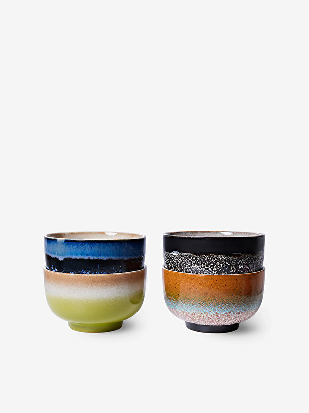 SET OF 4 BOWLS NOODLES GROOVY 70S -  Multicolored , Home design Bensimon