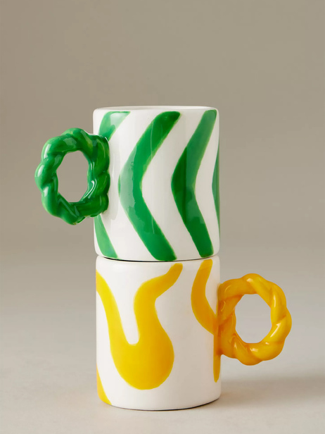 SET DE 2 TASSES ESPRESSO ROSARIO - Que Rico / Optiplast -  Green , Home design Bensimon